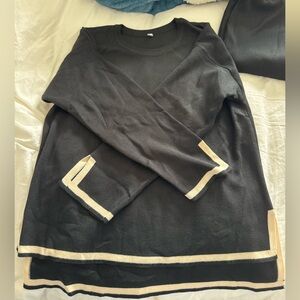 Black Long Sleeve Top with Gold Accents